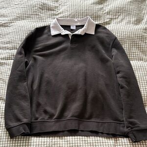 Zara Black Pullover Rugby Shirt with White Collar